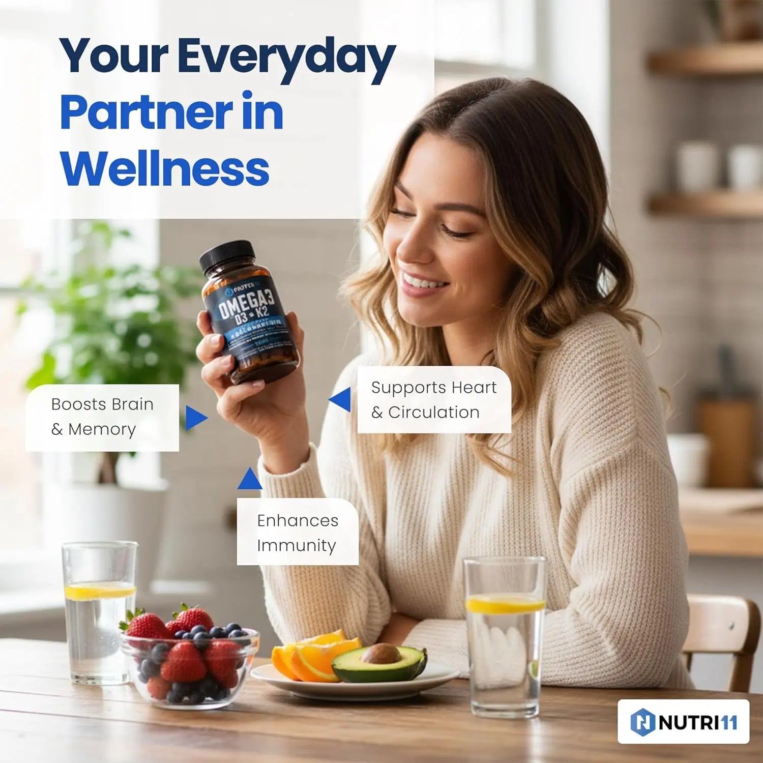 Omega 3 + D3 + K2 with Astaxanthin Nutri11