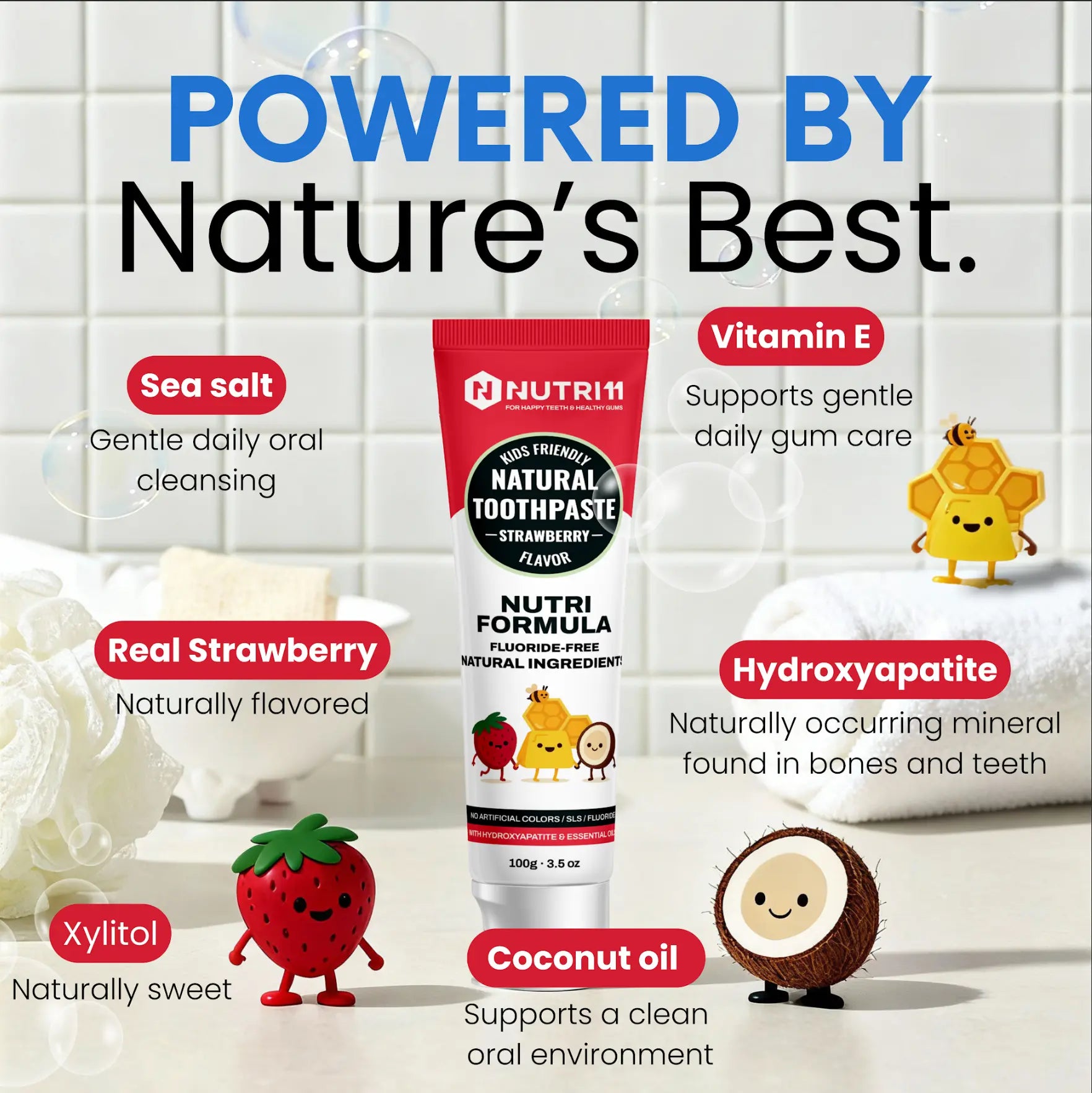 Nutri11 Kids Natural Toothpaste Strawberry Nutri11